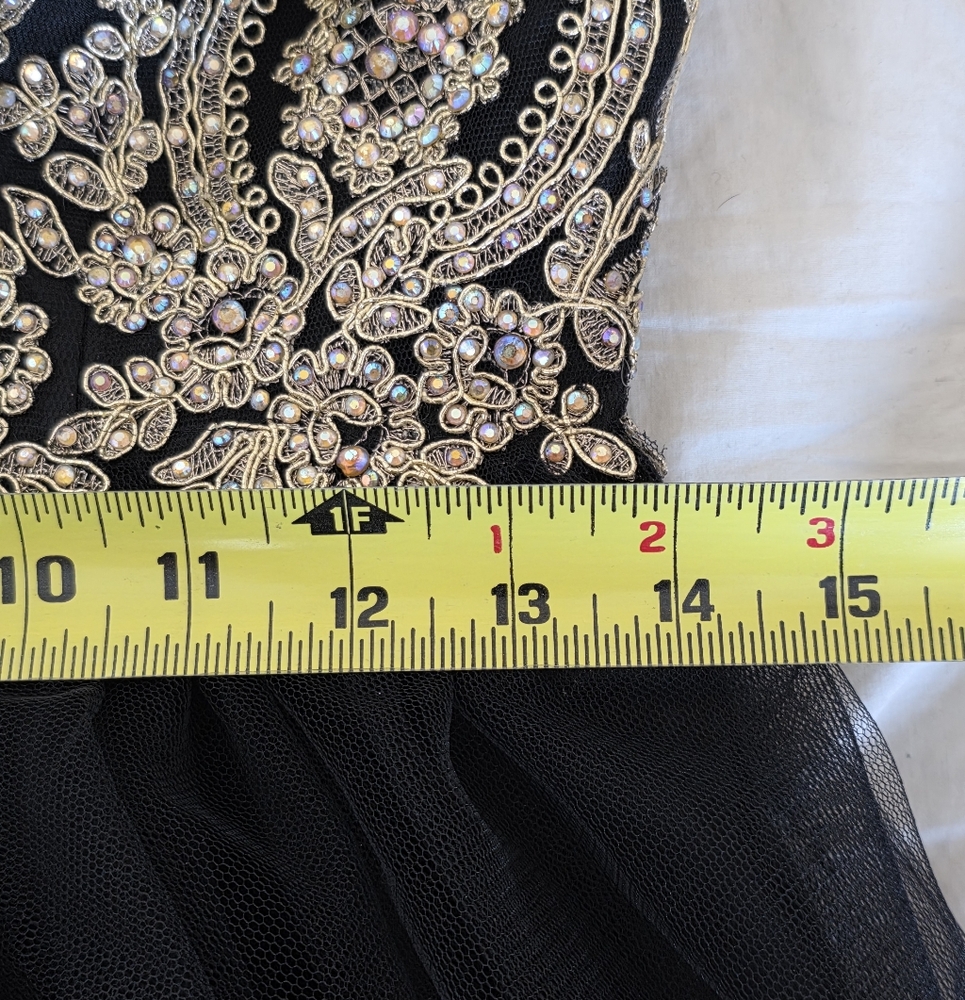 Dancing Queen Black and Gold Strapless Dress - Picture 8 of 12